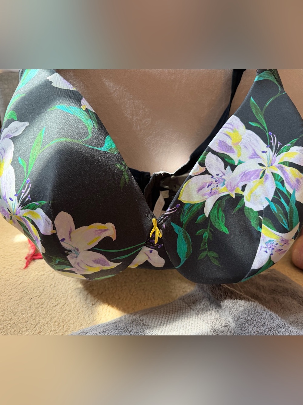 Floral Black & Purple Bra 42K